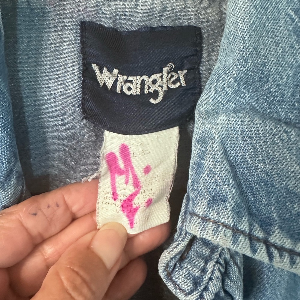 Wrangler Vintage Western Pearl Snap Work Cowboy Button Down size L - Picture 9 of 11